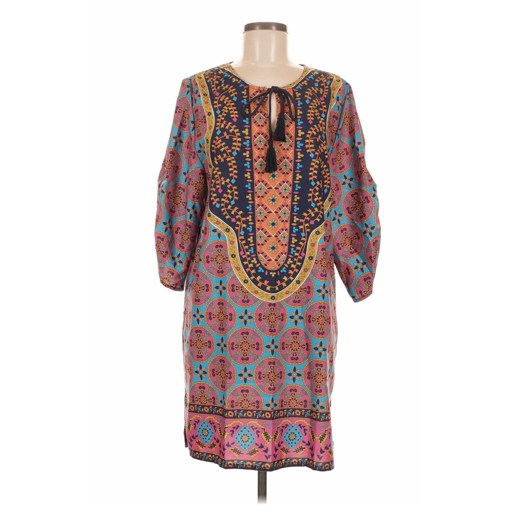 Urban Coco Boho Tunic Dress Multicolor Tassel Tie Medium whimsi resort beach y2k